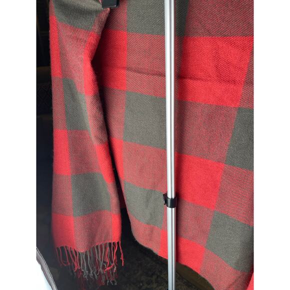 Pottery Barn buffalo check throw 50” x 60” red/
Gray fringe - Picture 2 of 4